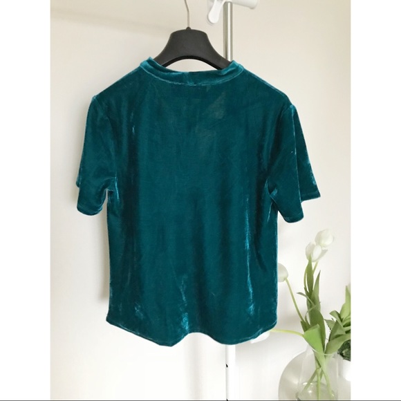 Anthropologie Velvet Tie Neck Top - Picture 6 of 8